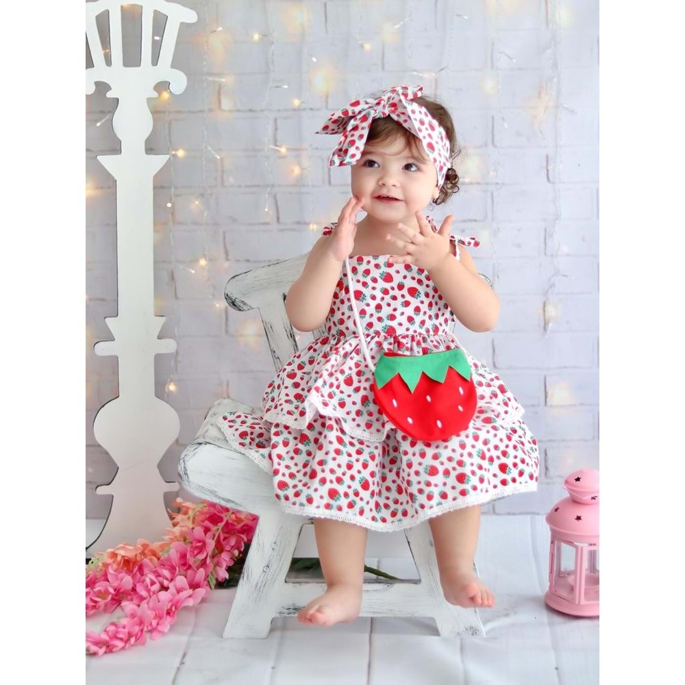 Çilek Kız Çocuk Elbise