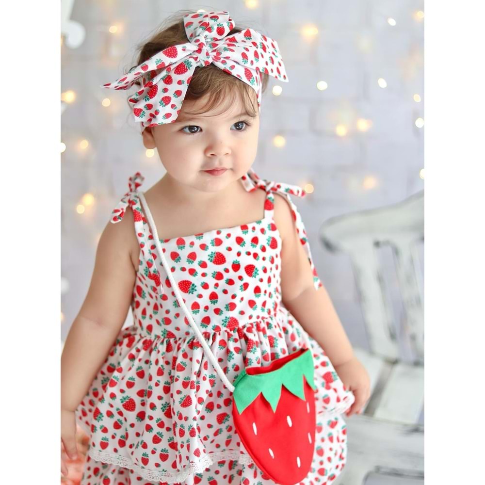 Çilek Kız Çocuk Elbise