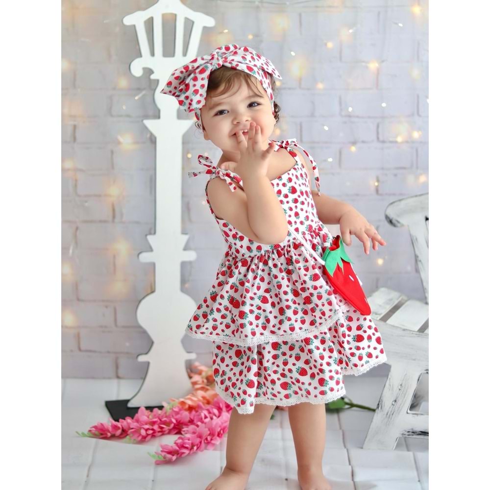 Çilek Kız Çocuk Elbise