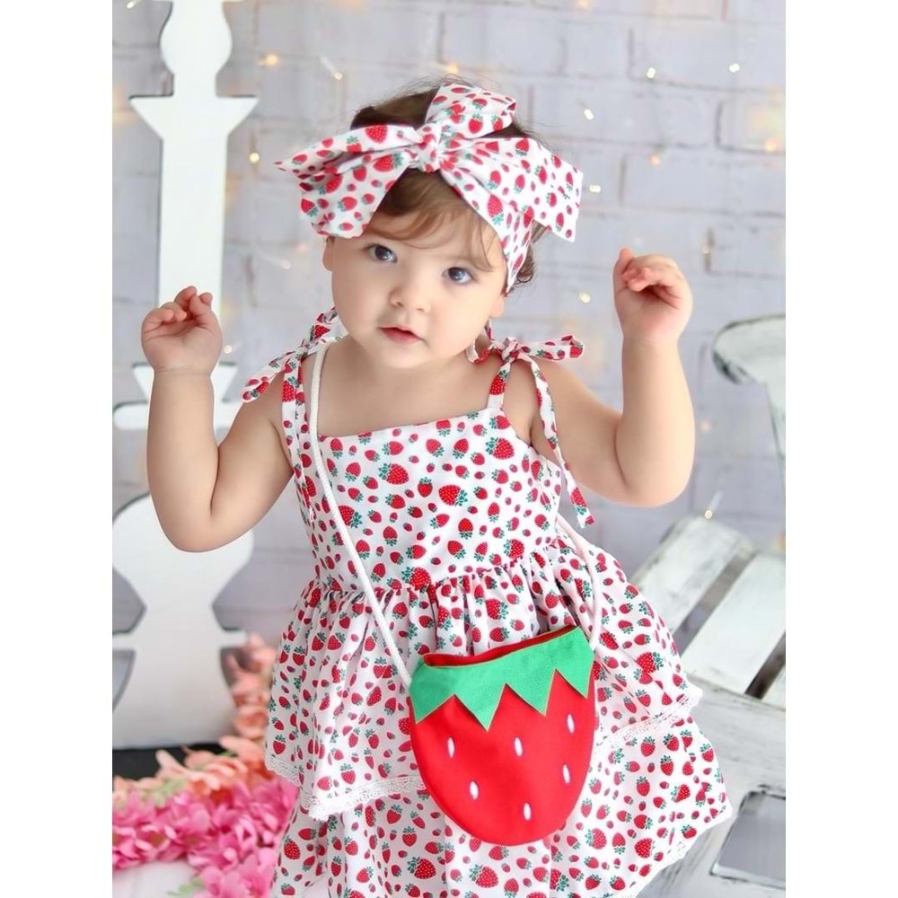 Çilek Kız Çocuk Elbise