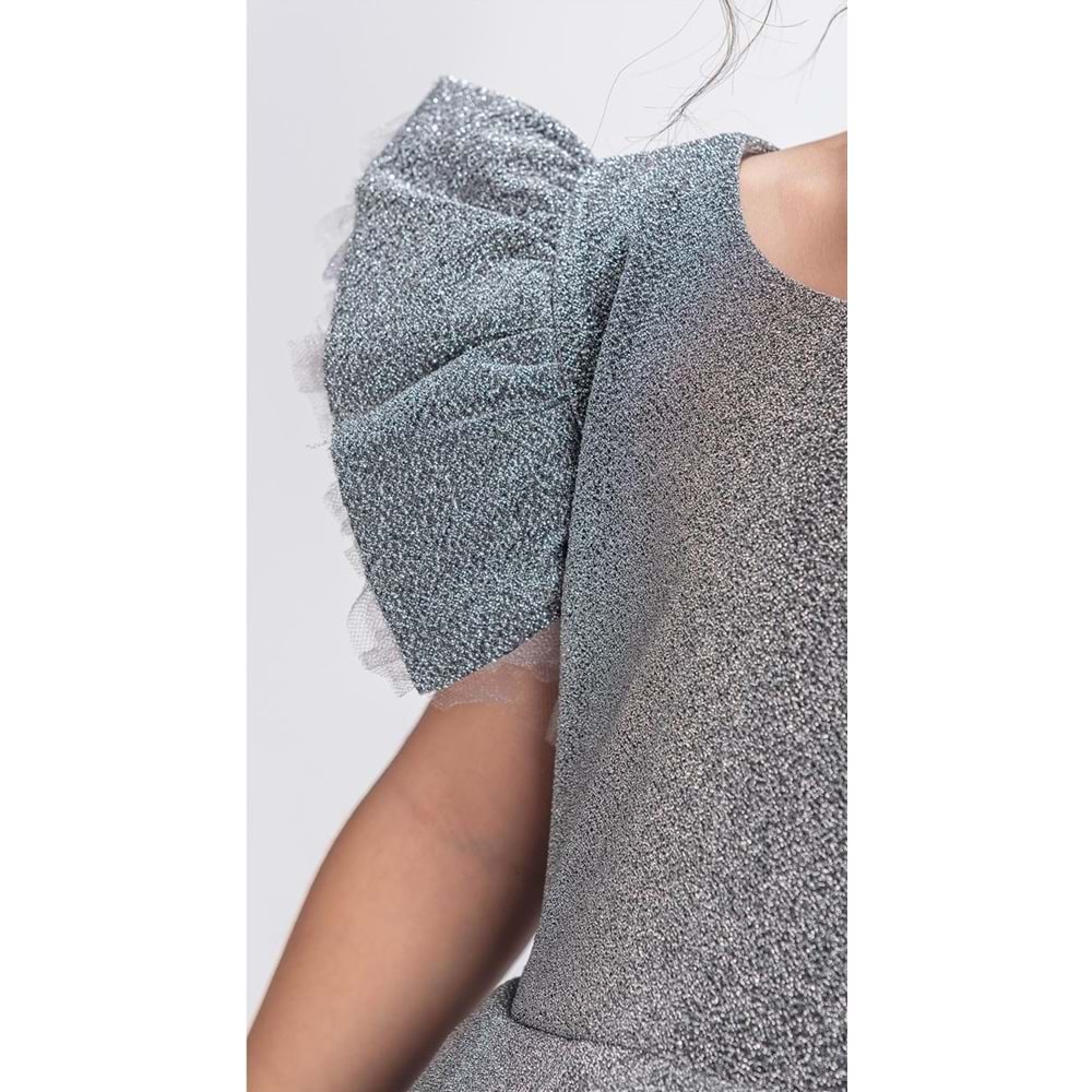 Kız Çocuk Janjanlı Kumaş Abiye SB669