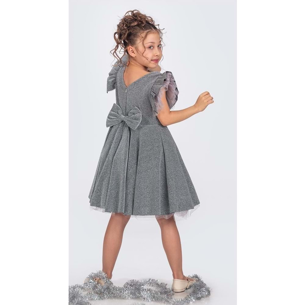 Kız Çocuk Janjanlı Kumaş Abiye SB669