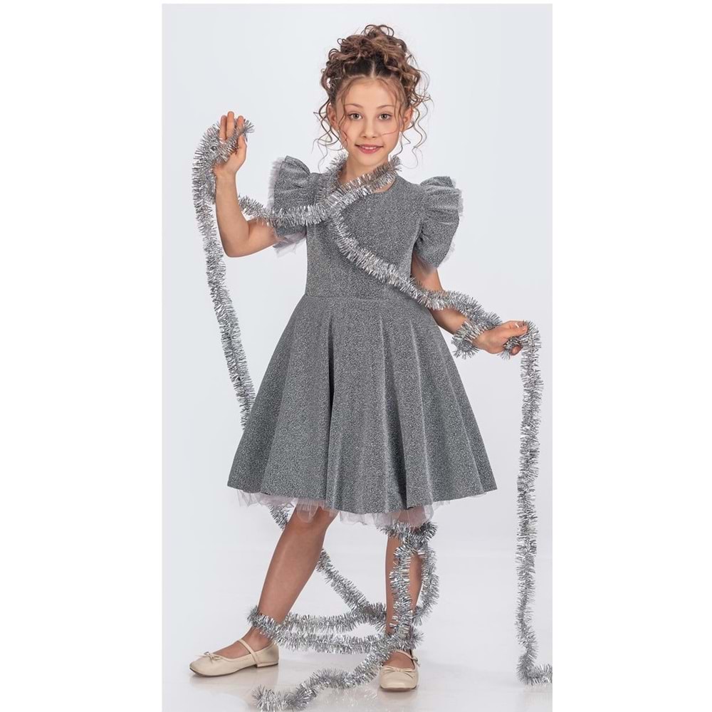 Kız Çocuk Janjanlı Kumaş Abiye SB669