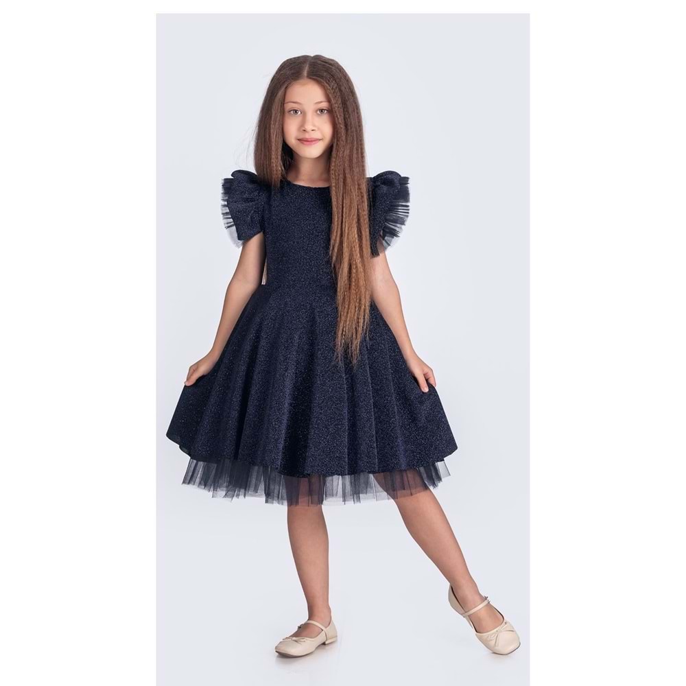 Kız Çocuk Janjanlı Kumaş Abiye SB669