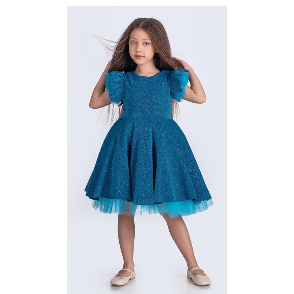 Kız Çocuk Janjanlı Kumaş Abiye SB669