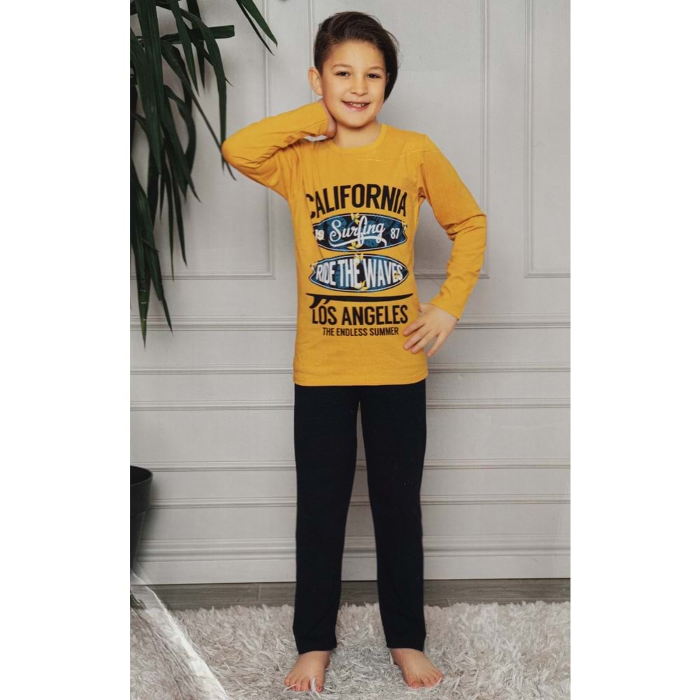 Uzun Pantolonlu , Uzun Kollu Çocuk Penye Pijama Takım
