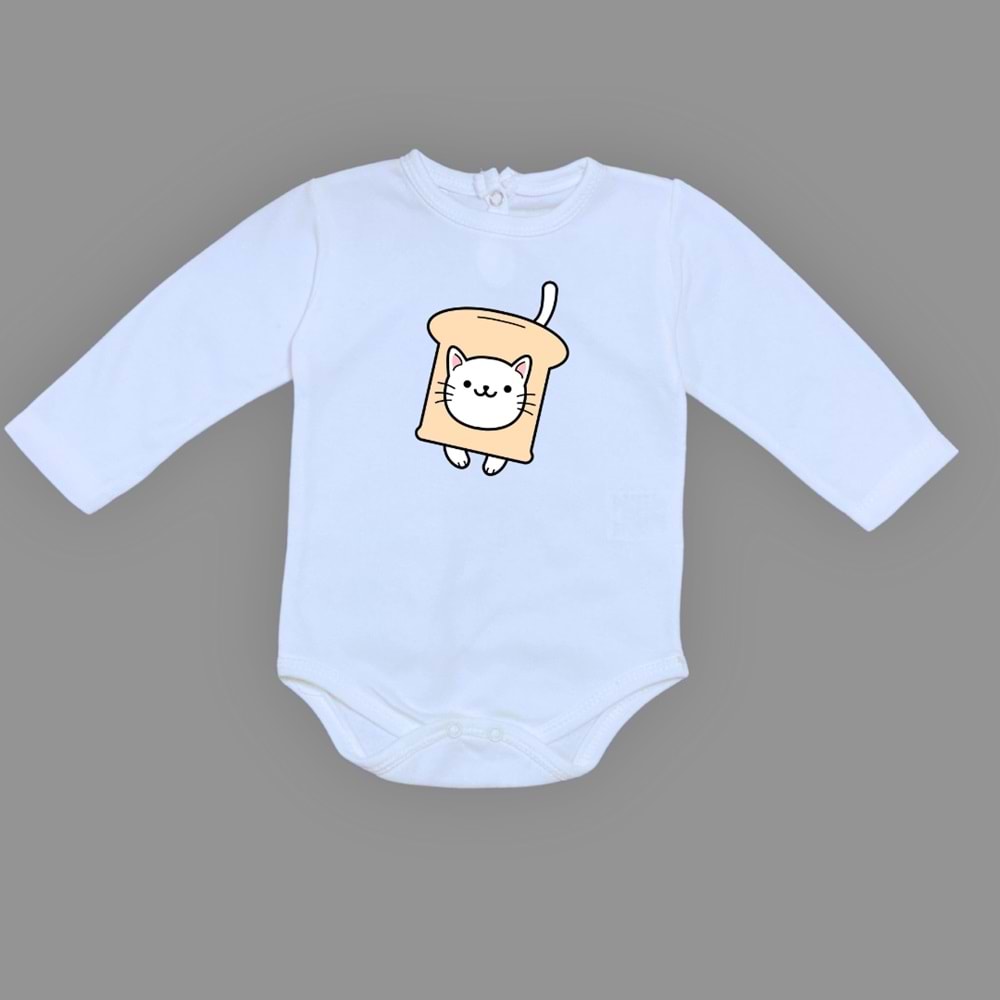 Kedicik Baskılı Bebek Body SB686