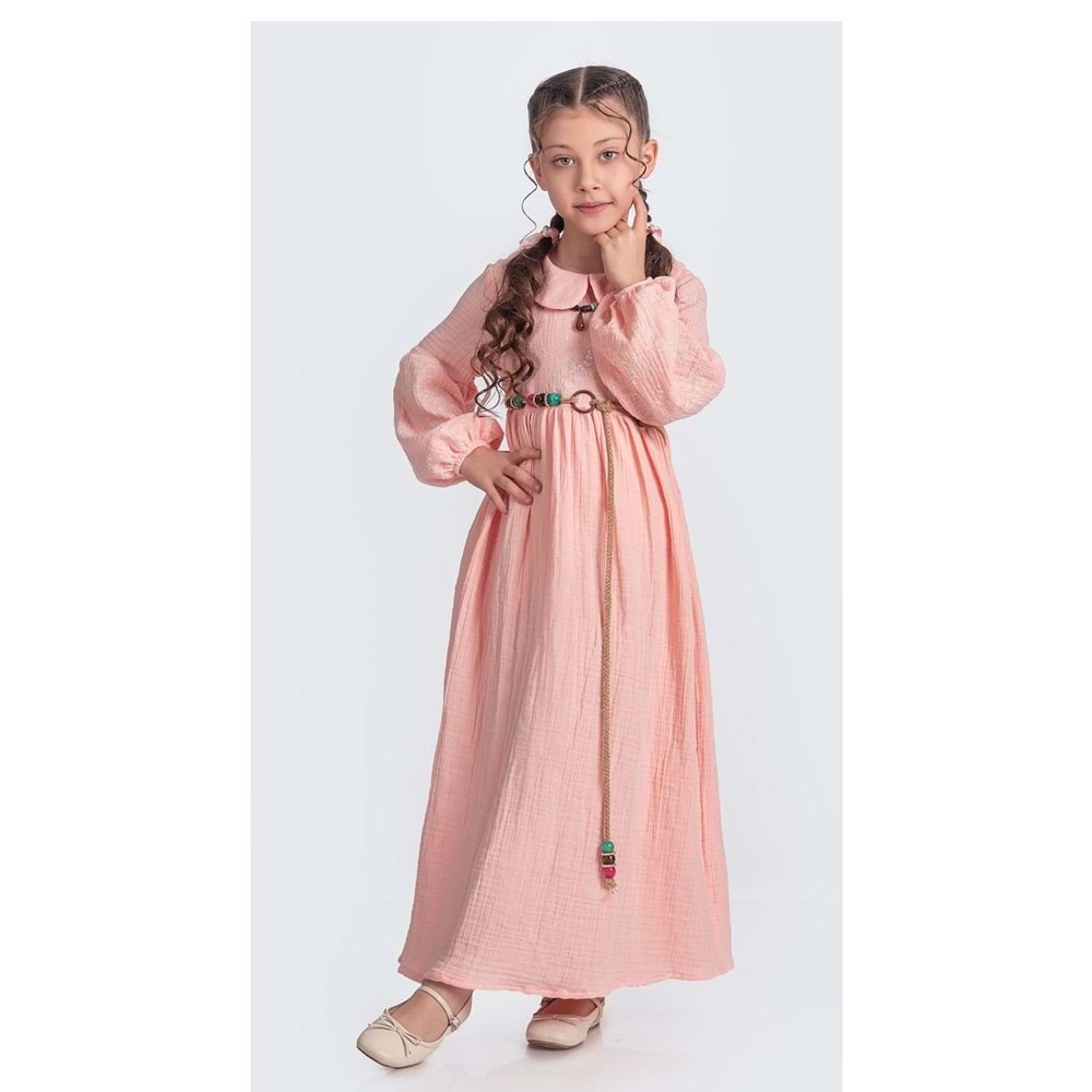 Tesettür Kız Çocuk Müslin Kumaş Elbise SB705