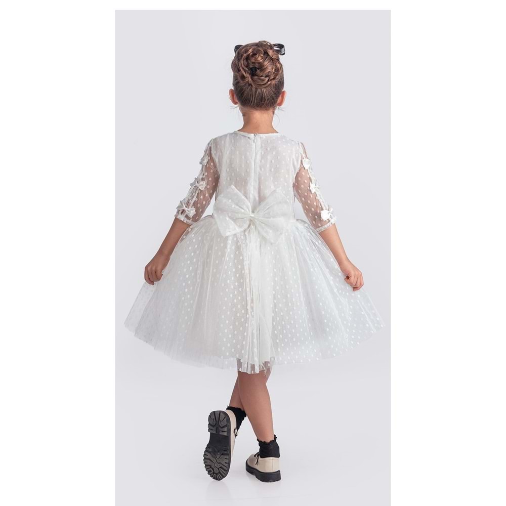 Kız Çocuk Dantel Kumaş Uzun Kol Elbise SB707