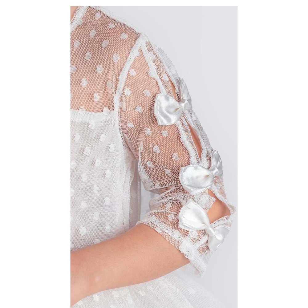 Kız Çocuk Dantel Kumaş Uzun Kol Elbise SB707