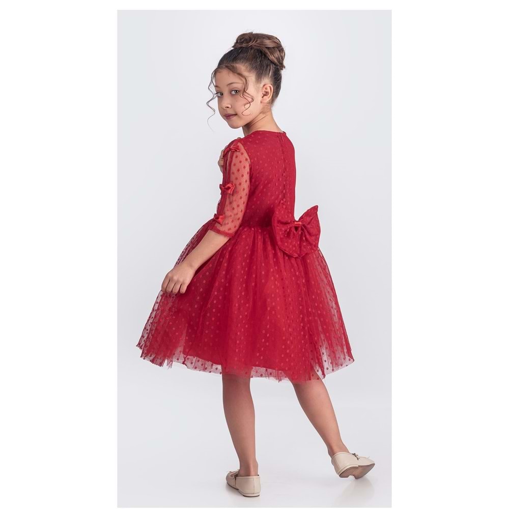 Kız Çocuk Dantel Kumaş Uzun Kol Elbise SB707