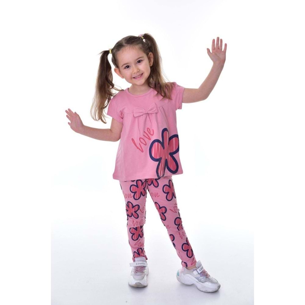 Kız Çocuk Uzun Tayt Badili Rahat Yazlık Takım SB711