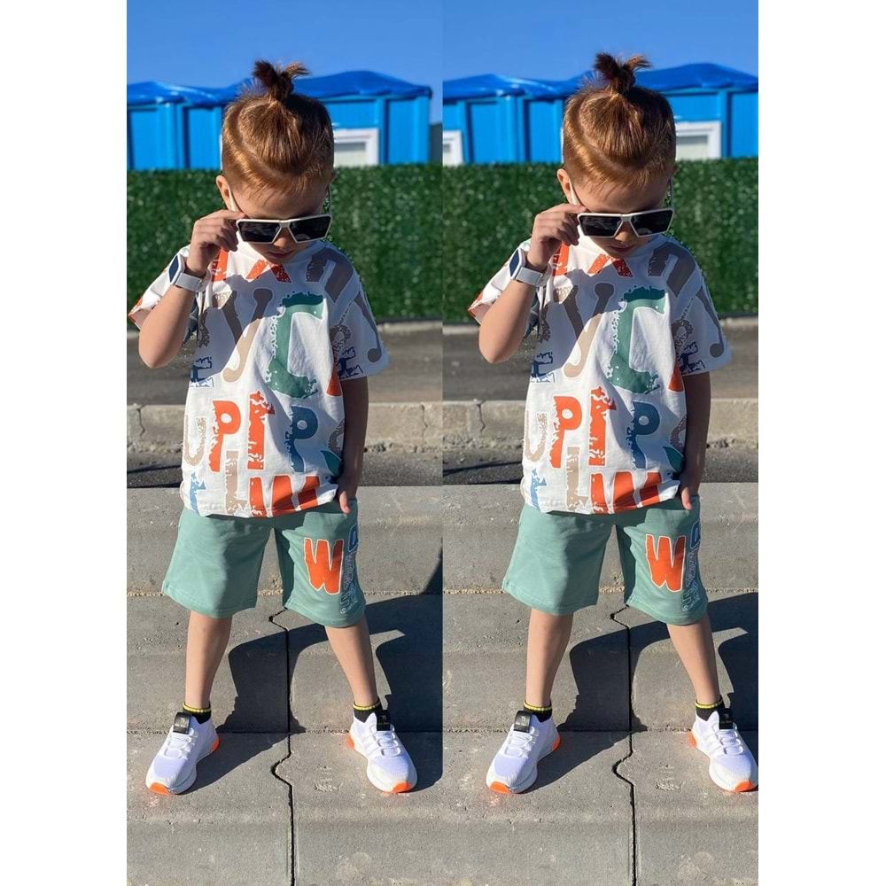 Baskılı Erkek Şortlu Takım SB715