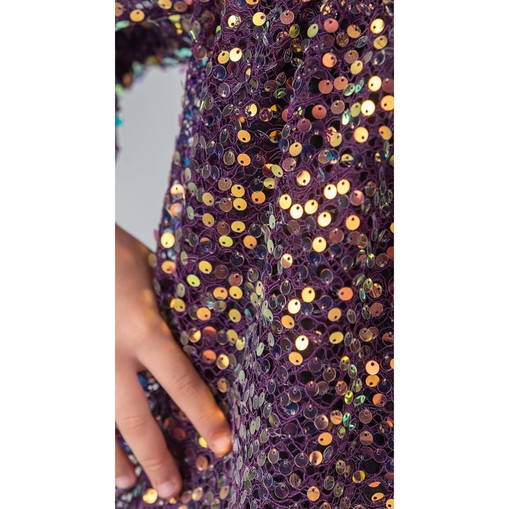 Pul Payet Boydan Rahat Kız Çocuk Elbise