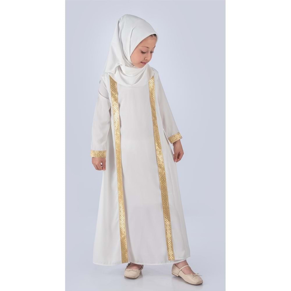 Kız Çocuk Eşarplı Boydan Ferace Elbise