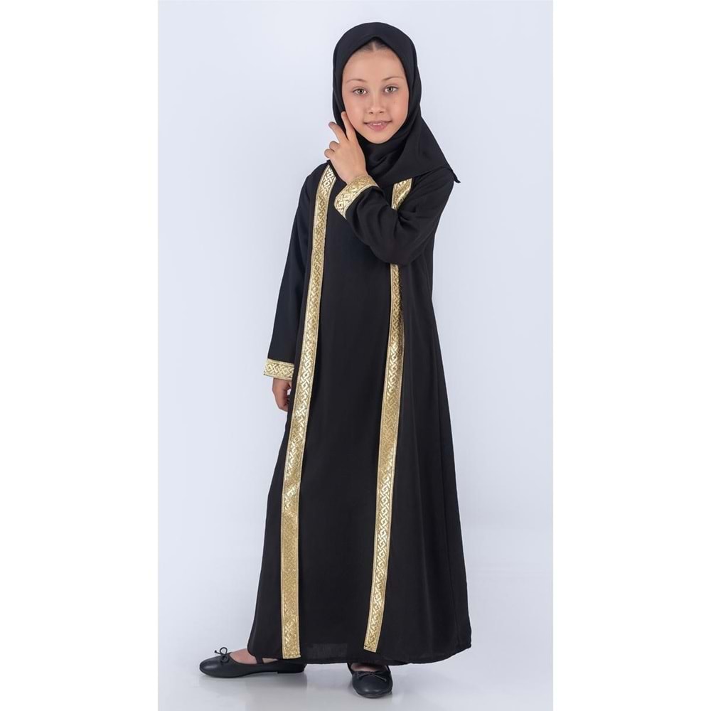 Kız Çocuk Eşarplı Boydan Ferace Elbise