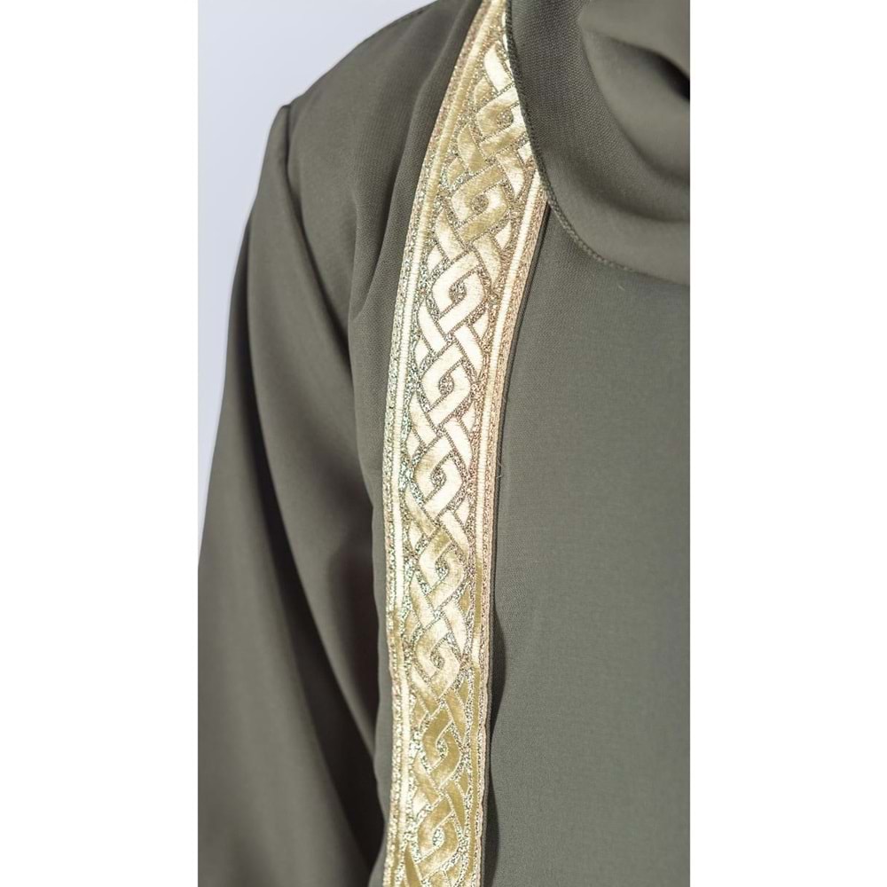 Kız Çocuk Eşarplı Boydan Ferace Elbise