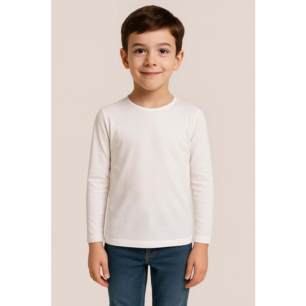 Likralı Uzun Kollu Okul Tişört