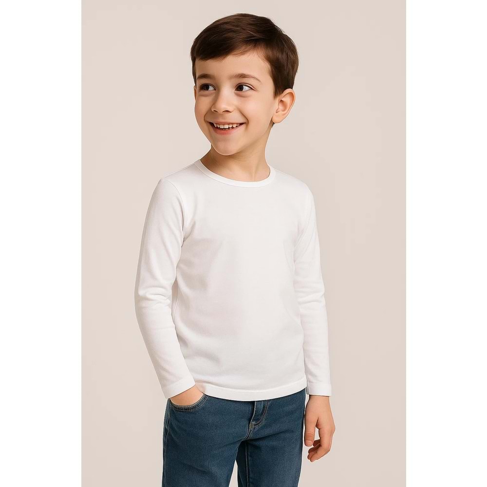 Likralı Uzun Kollu Okul Tişört