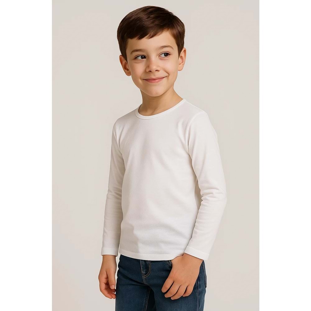 Likralı Uzun Kollu Okul Tişört