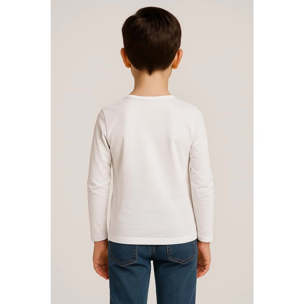 Likralı Uzun Kollu Okul Tişört