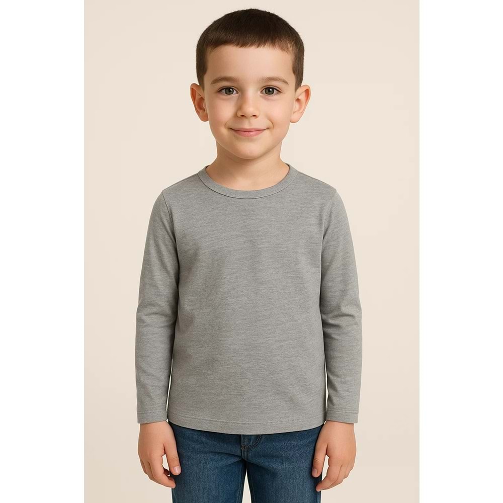 Likralı Uzun Kollu Okul Tişört