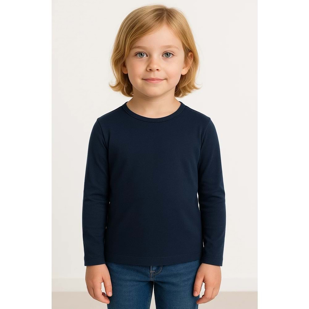 Likralı Uzun Kollu Okul Tişört