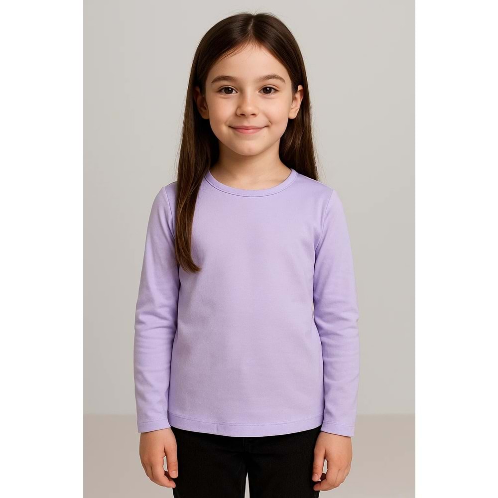 Likralı Uzun Kollu Okul Tişört