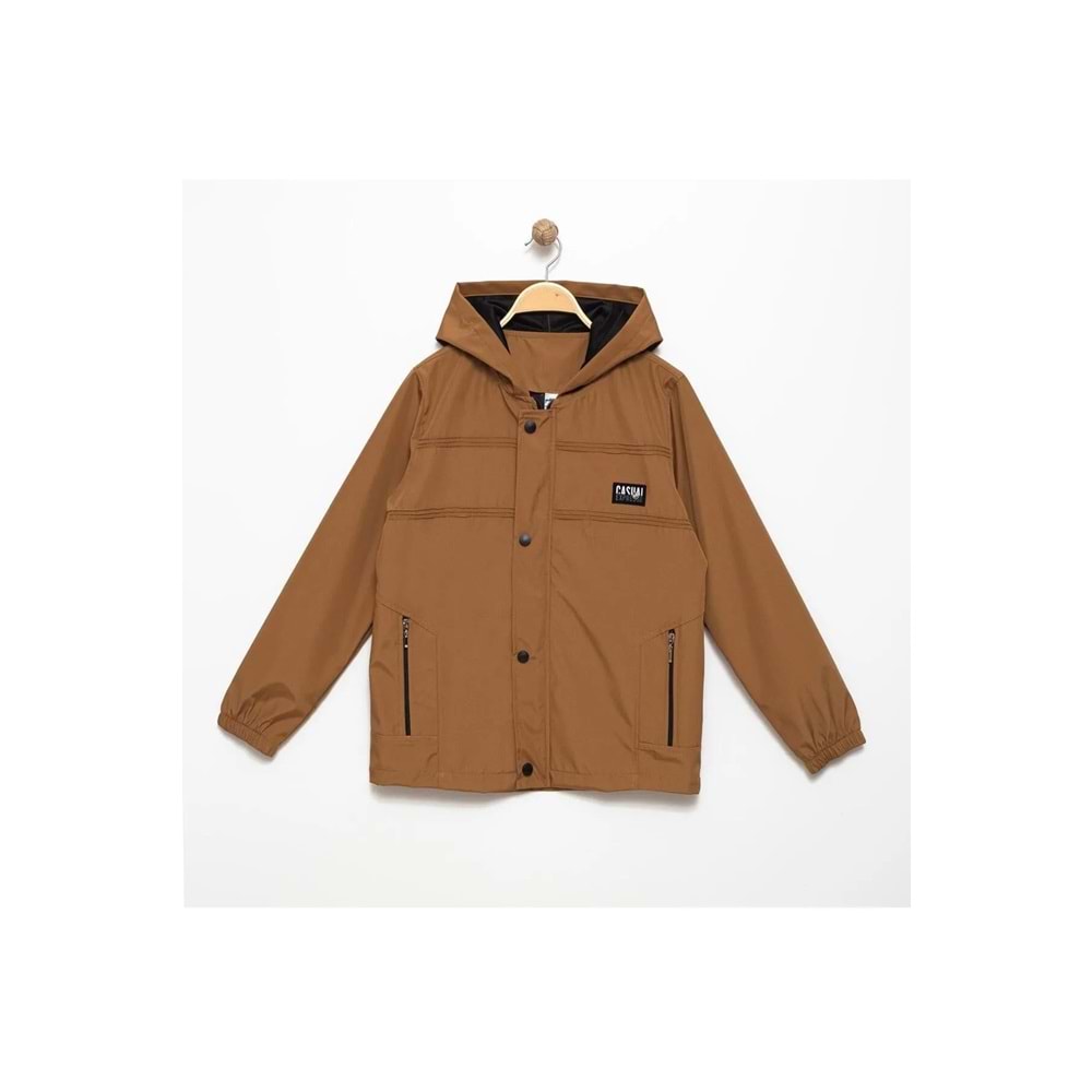 Erkek Çocuk Kapüşonlu Cepli Yağmurluk