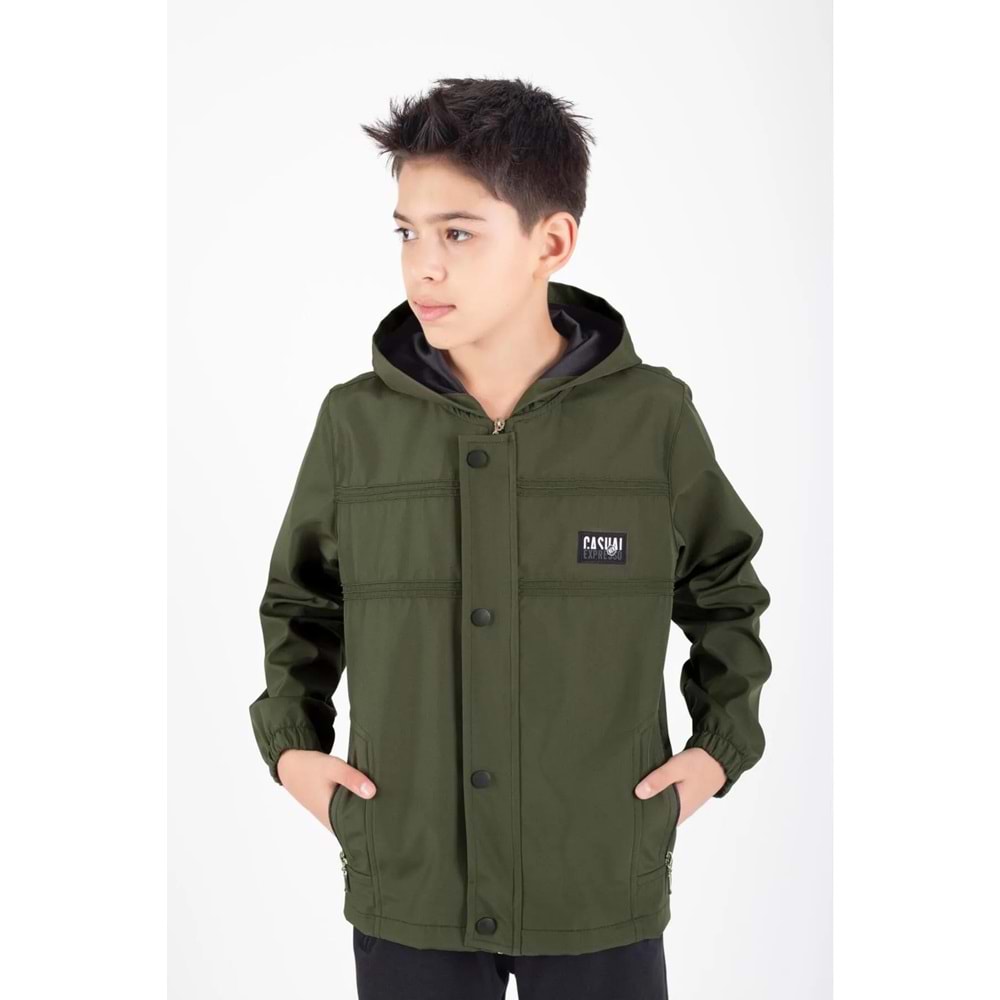 Erkek Çocuk Kapüşonlu Cepli Yağmurluk