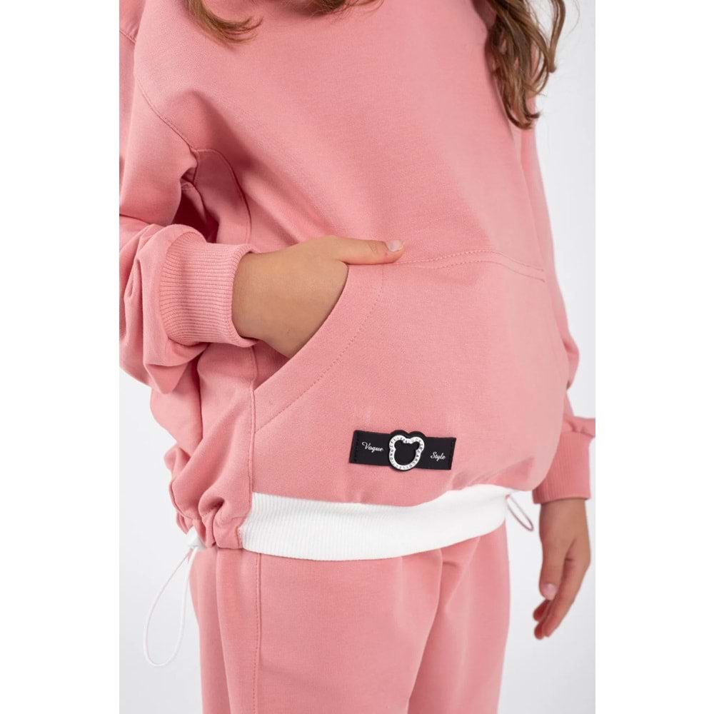 Kız Çocuk Arma Detaylı Lastikli Tarz Eşofman Takım