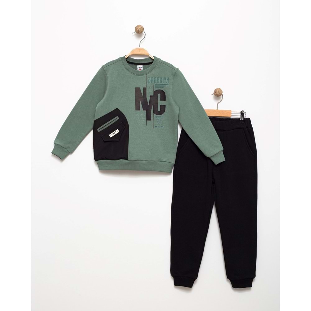 Erkek Çocuk Baskılı Cep Detaylı Tarz Eşofman Takım