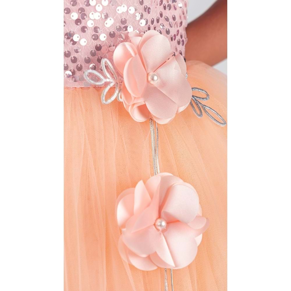 Etek Ucu Pul Detaylı Kız Çocuk Elbise