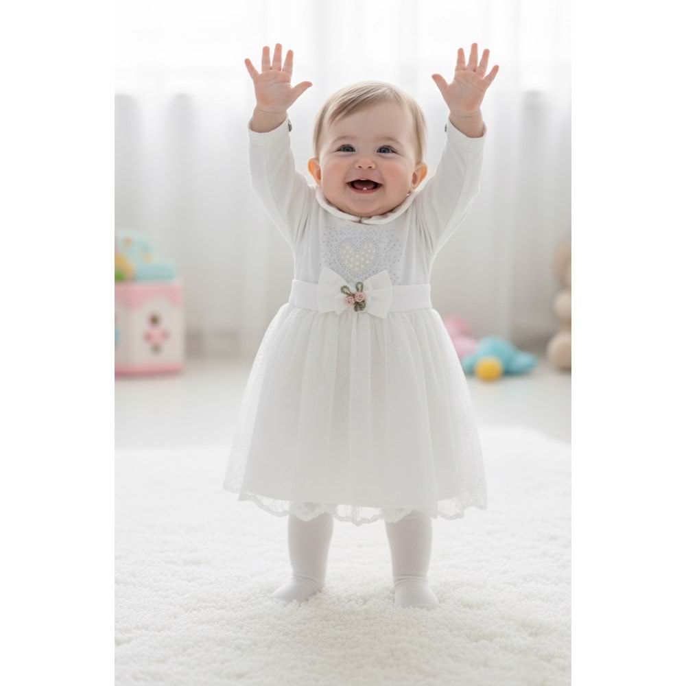 Kız Bebe Kalpli Elbise