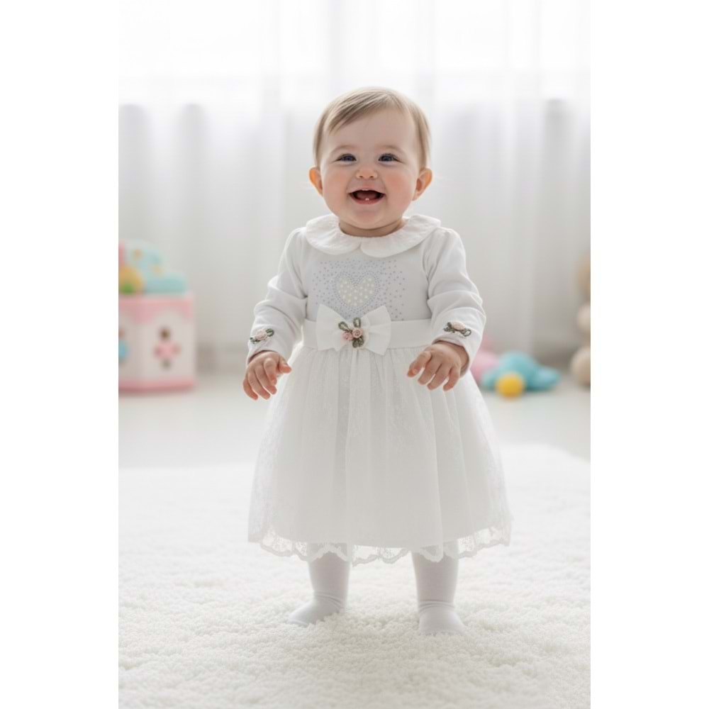 Kız Bebe Kalpli Elbise