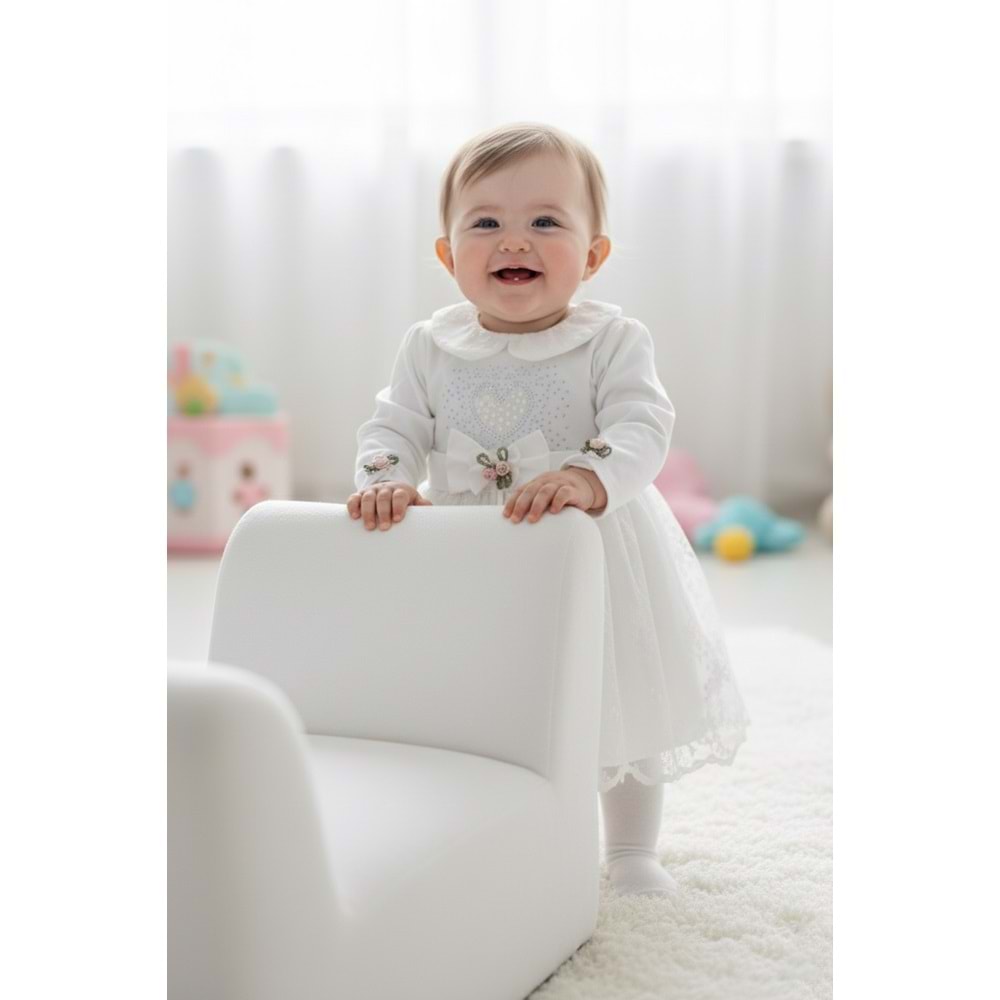 Kız Bebe Kalpli Elbise