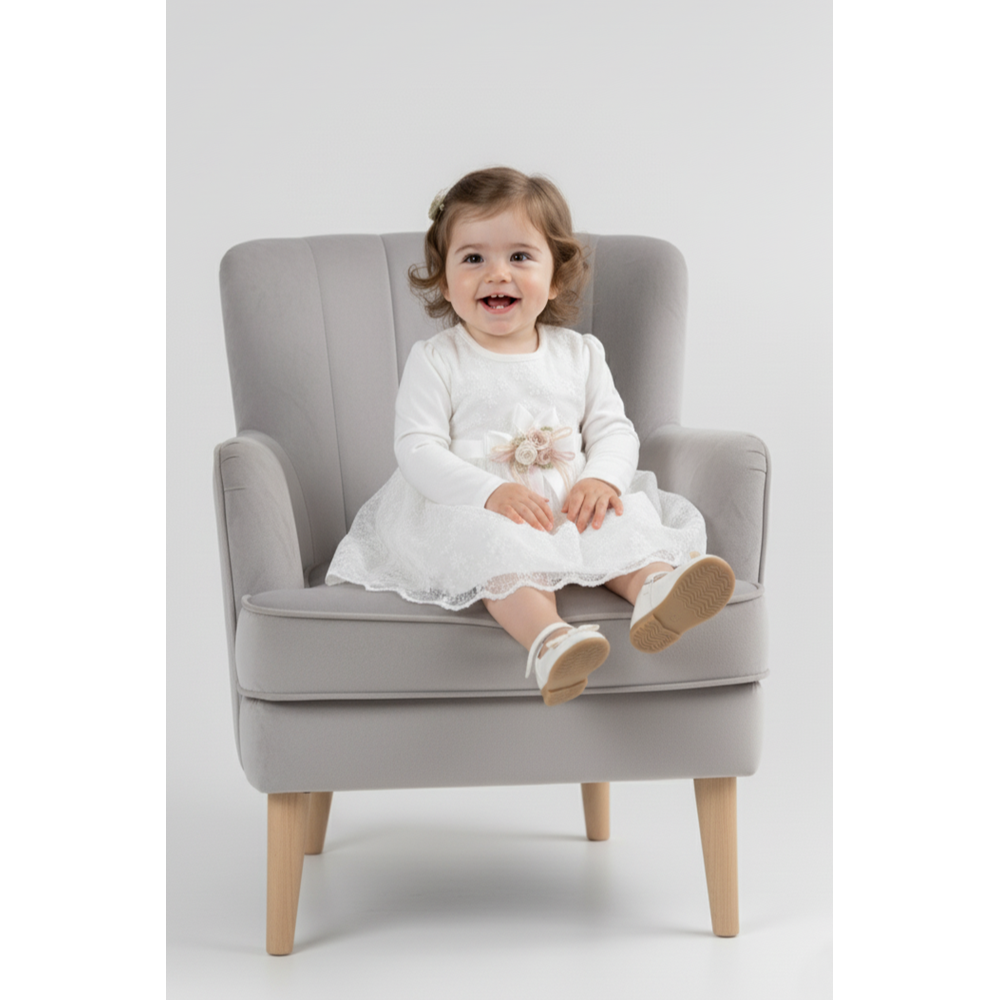 Kız Bebe Beli Çiçekli Özel Gün Elbise