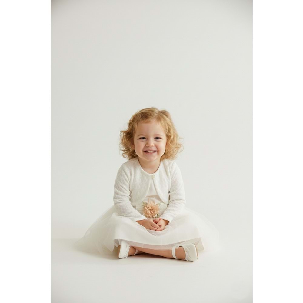 Kız Bebek Bolerolu Çiçek Motif Tütülü Elbise