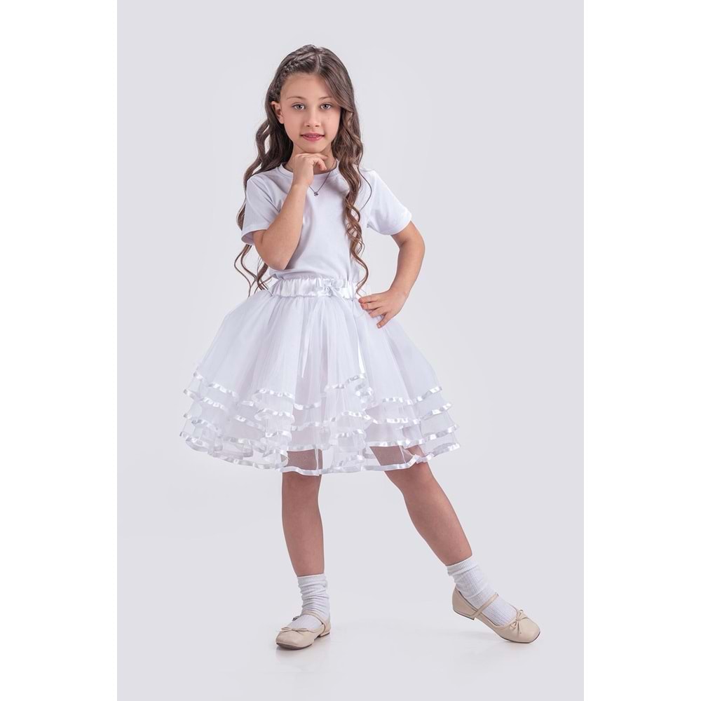 Saten Şerit Katlı Kız Çocuk Tütü Etek M00781