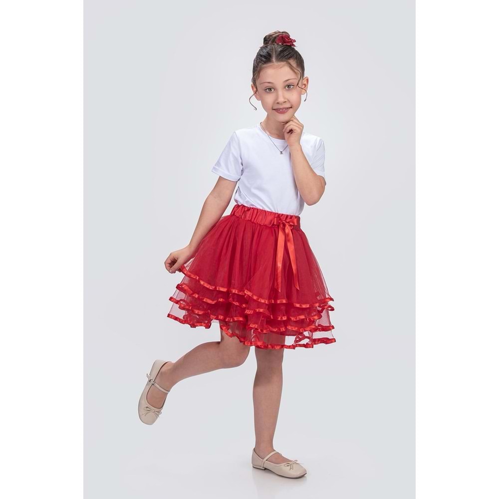 Saten Şerit Katlı Kız Çocuk Tütü Etek M00781