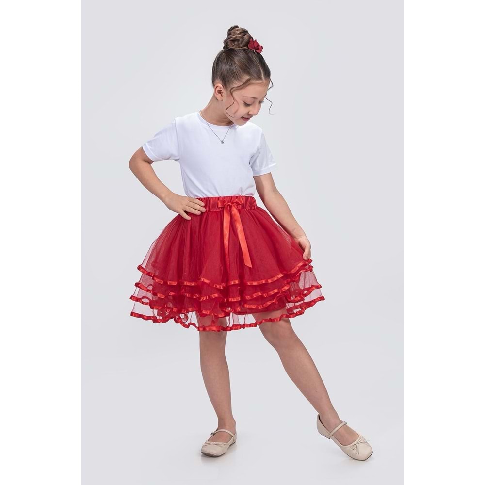 Saten Şerit Katlı Kız Çocuk Tütü Etek M00781