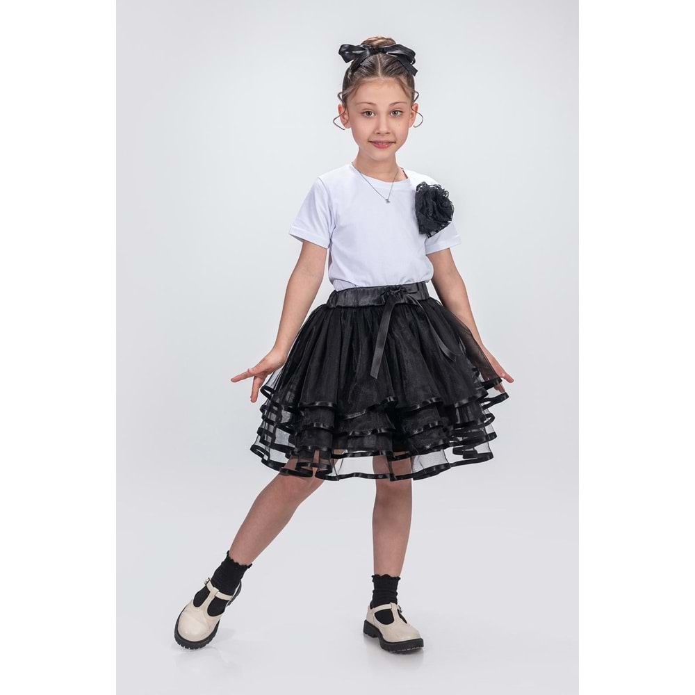 Saten Şerit Katlı Kız Çocuk Tütü Etek M00781