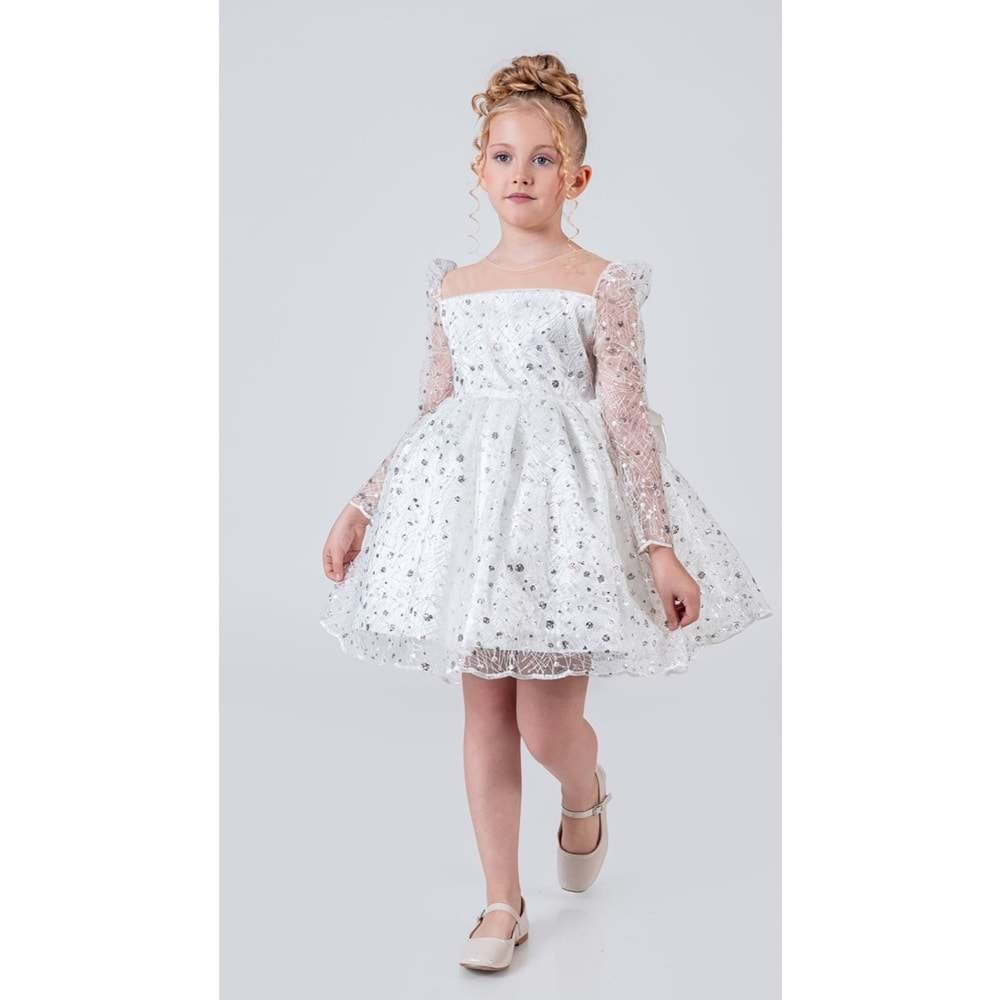 Sırt Büyük Kurdelalı Kız Çocuk Abiye Elbise