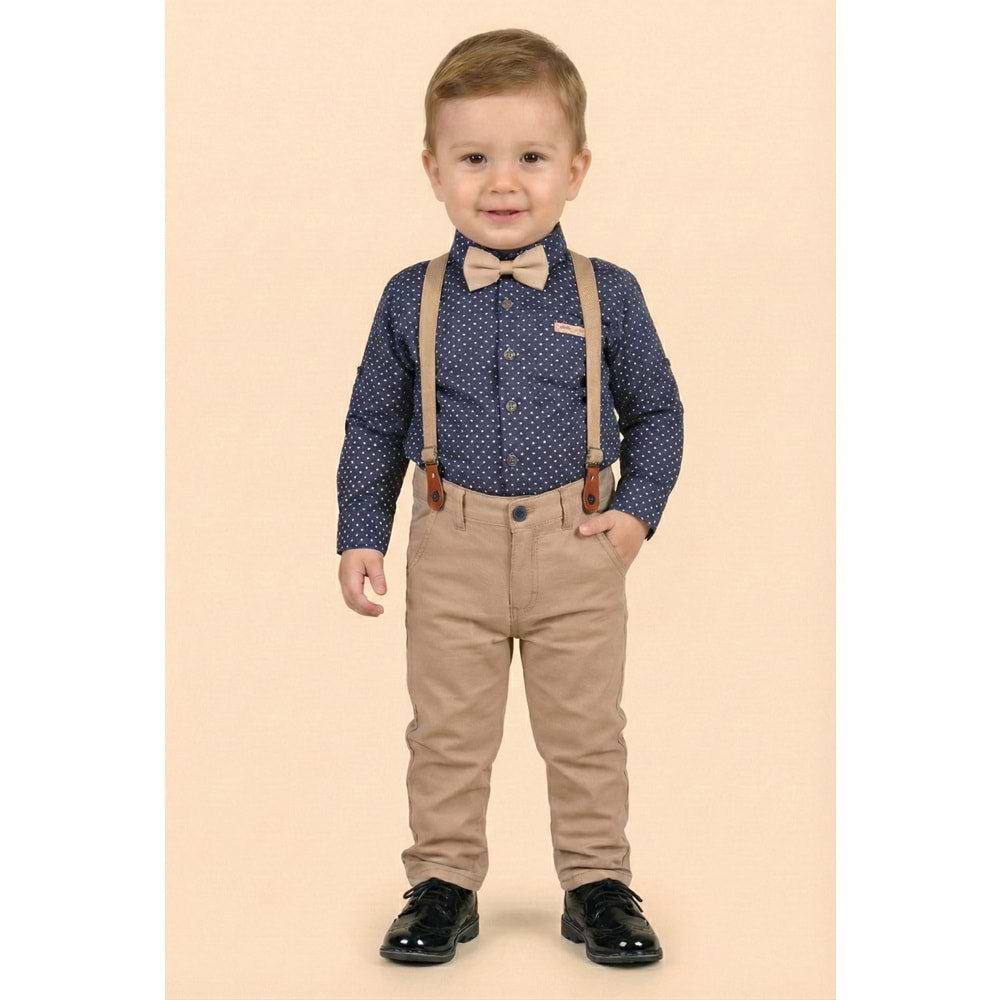 Askı Papyonlu Erkek Bebek Gömlekli Takım M00785