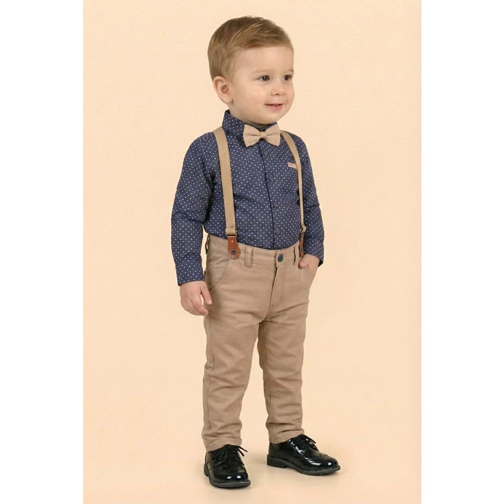 Askı Papyonlu Erkek Bebek Gömlekli Takım M00785