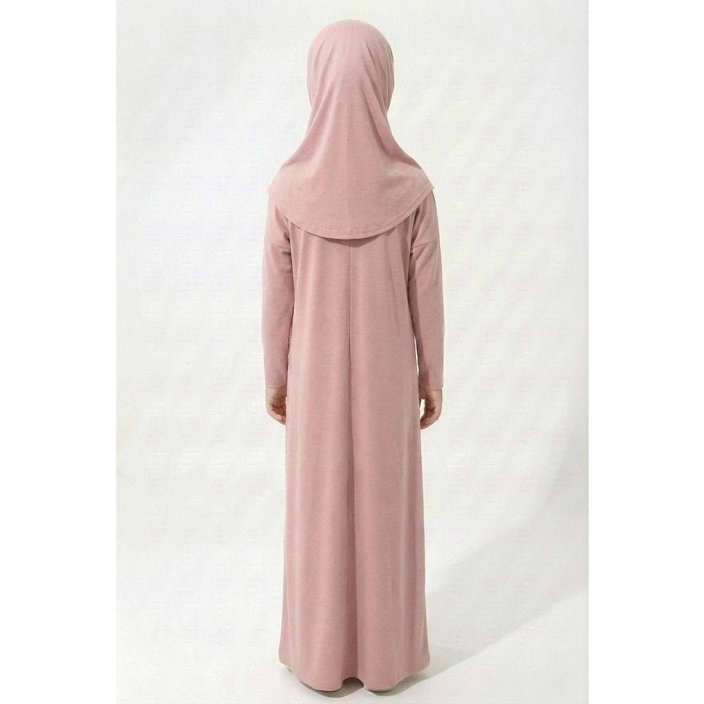Tek Parça Jarse Tesettür Kız Çocuk Namaz Elbise
