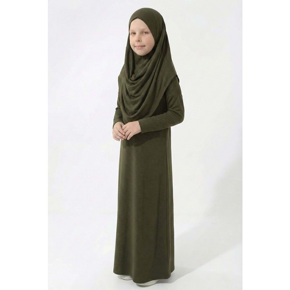 Tek Parça Jarse Tesettür Kız Çocuk Namaz Elbise