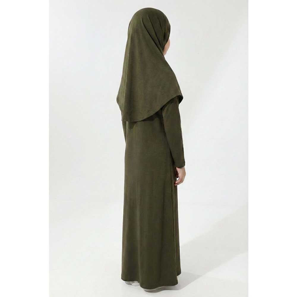 Tek Parça Jarse Tesettür Kız Çocuk Namaz Elbise
