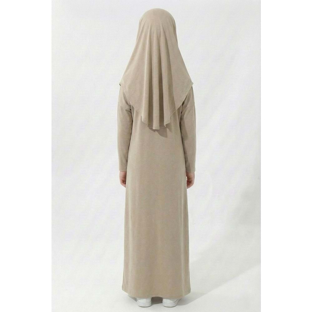 Tek Parça Jarse Tesettür Kız Çocuk Namaz Elbise