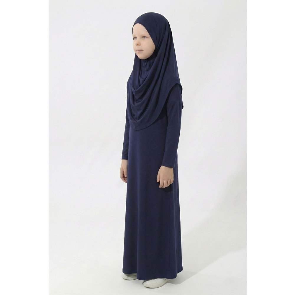 Tek Parça Jarse Tesettür Kız Çocuk Namaz Elbise